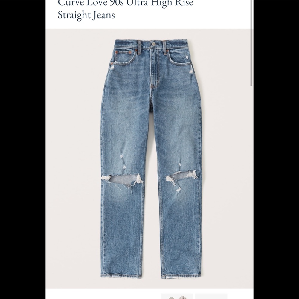 Abercrombie and Fitch Curve Love The 90s Straight Jean Ripped Ultra High Rise